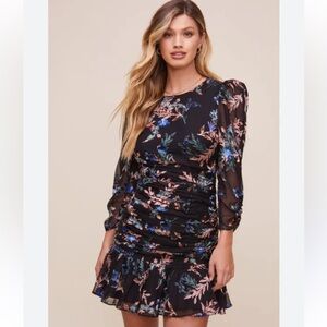 Astr The Label Black Rosalind Floral Mini Dress